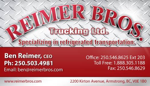 BenSide1 Reimer Bros Business Card Armstrong BC