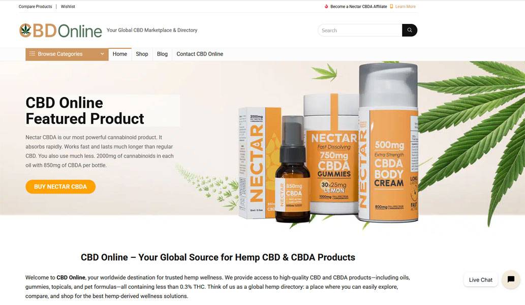 CBD Online Global Website by Prima Design Salmon Arm