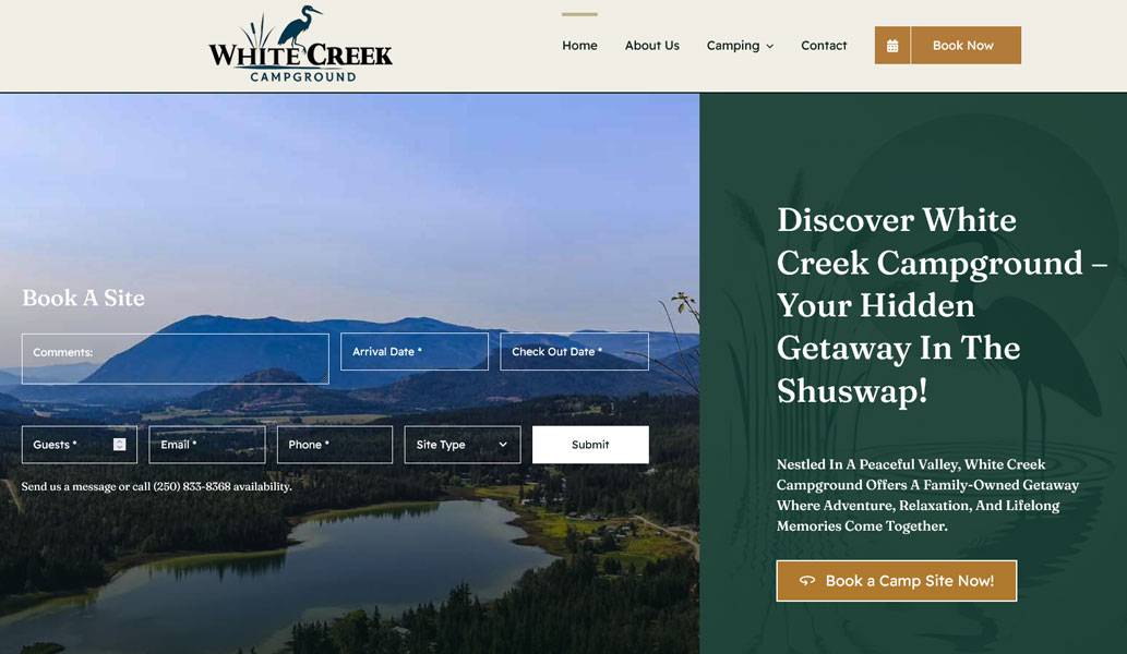 White Creek Campground Blind Bay BC White Lake