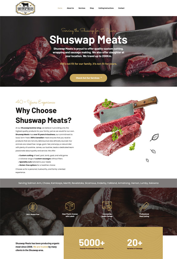 Web Design by Prima Design, Shuswap Meats
